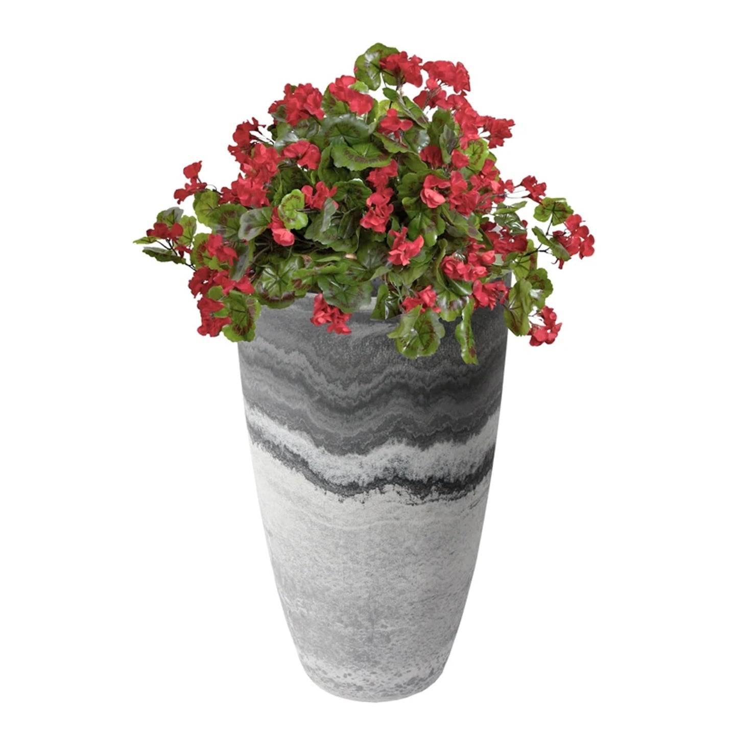 Algreen Products Acerra Composite Vase Planter with Drainage Hole, Decorative Texture, Removable Plug for Lawn and Garden, Marble