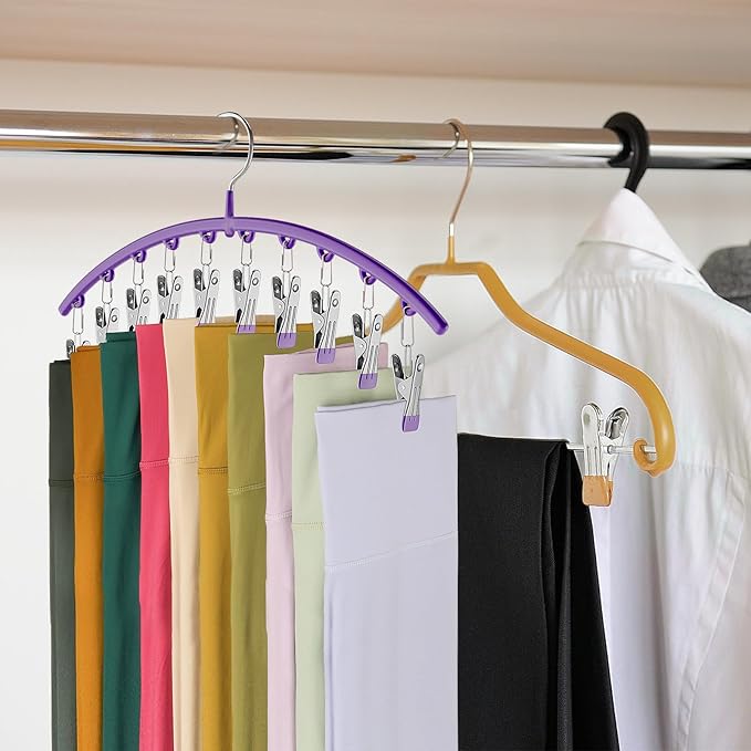 Legging Organizer for Closet, Metal Yoga Pants Hanger w/Rubber Coated 2 Pack