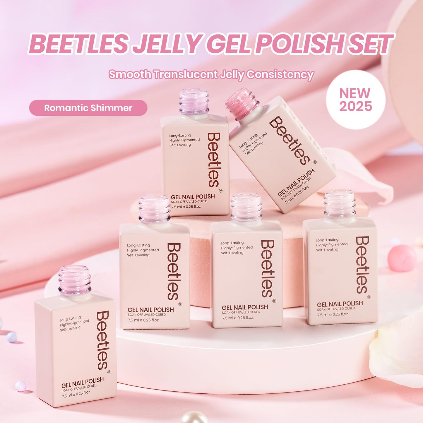 Beetles Cat Eye Gel Nail Polish Set, 6 Summer Colors Pastel Shimmer Glitter Gel Polish Kit Soak Off LED UV Curing Requires Pink Red Blue Orange Green Purple Velvet Gel with Magnet Gift for Women