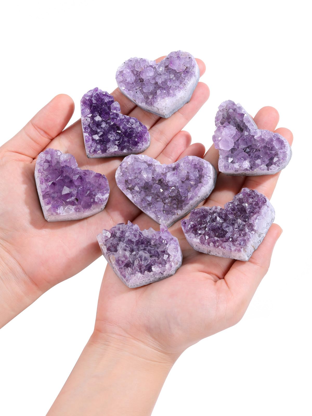CrystalTears Amethyst Healing Crystal Geode Cluster Heart Amethyst Rock Quartz Crystals Mineral Stones Natural Raw Gemstone Specimen for Reiki Meditation Home Decor Crystal Gifts 1.97”-2.36“