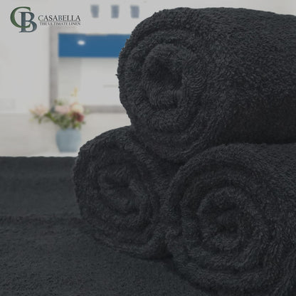Casabella Pack of 2 Large Jumbo Bath Sheets 100% Egyptian Combed Cotton Big Beautiful Towels_Black_2pcs