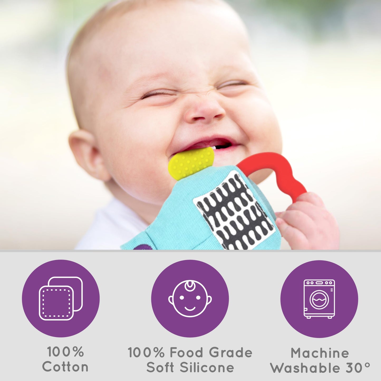 Gummee Glove Baby Teething Mitten - Detachable Teether - Teething Glove 3-6 Months - Teething Mitten for Babies - Teether Toys - Baby Gifts Toys