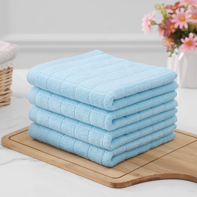Homaxy 100% Cotton Terry Kitchen Towels, Checkered Designed, Soft and Super