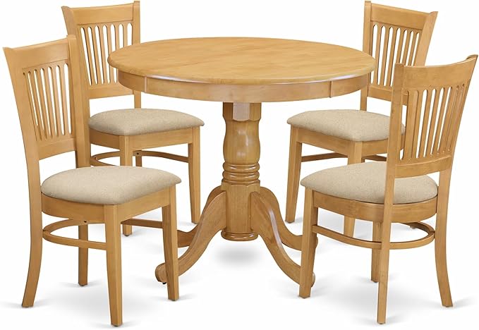East West Furniture ANVA5-OAK-C 5 Piece Dining Room Furniture Set Includes a