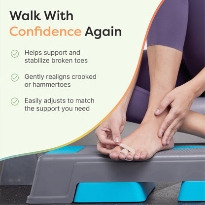 ZenToes Hammer Toe Corrector for Women & Men - Reusable Fabric Buddy Wraps for Broken Toes - Cushioned Toe Splint for Protection & Recovery & Hammertoe Straightener - 4 Count (OSFM, Beige)