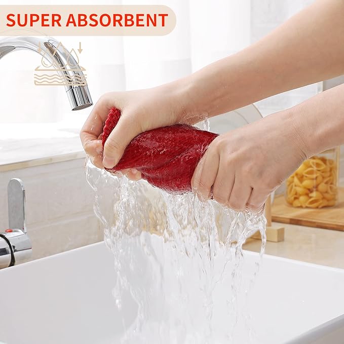 Kitinjoy 100% Cotton Waffle Weave Kitchen Hand Towels