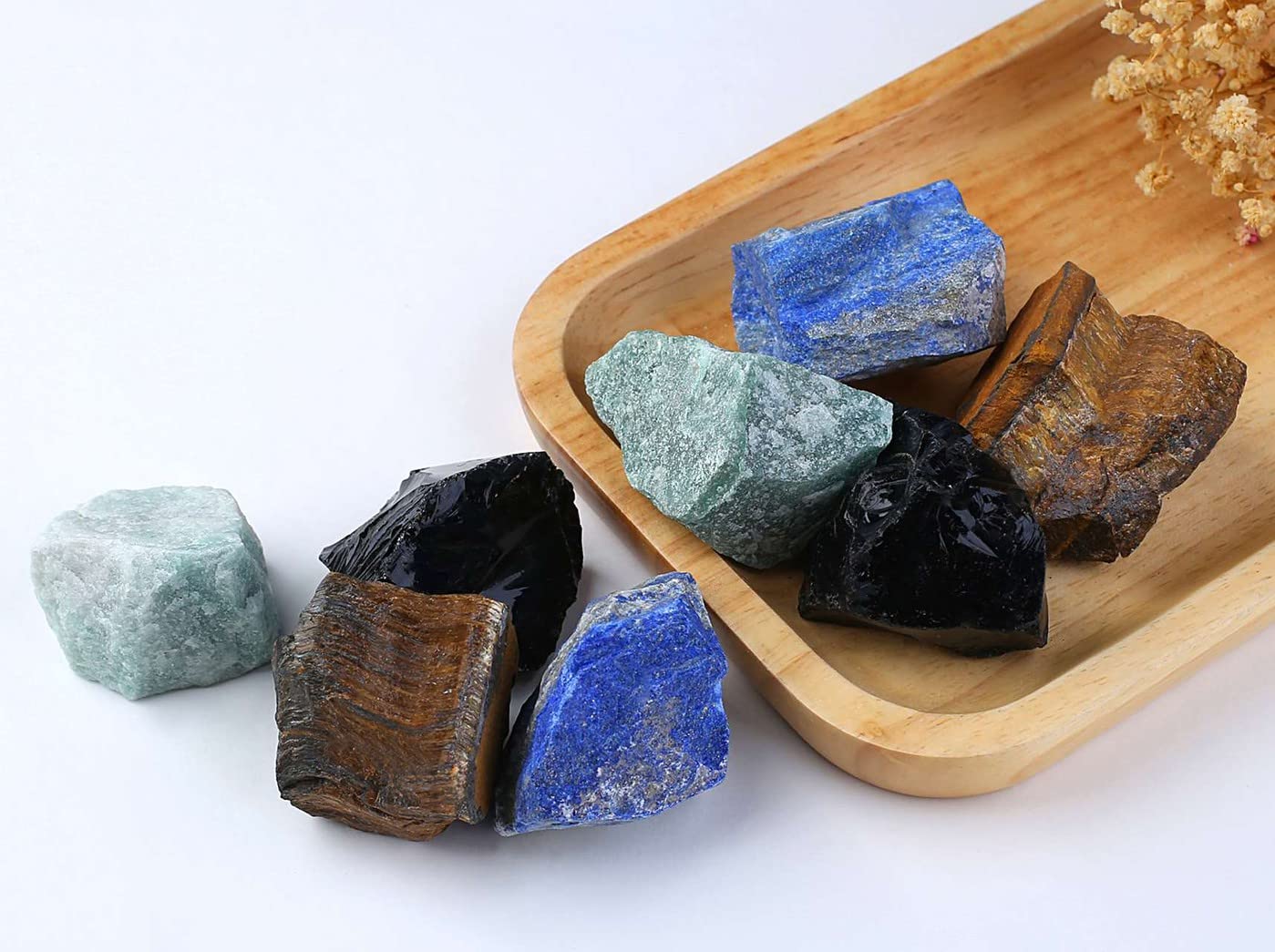 LAIDANLA Bulk Mixed Stone Set 2" Large Raw Crystals Lapis Lazuli Obsidian Natural Rough Stones Crystals Healing Gemstones for Reiki Healing Tumbling Rocks 4PCS 0.55lb