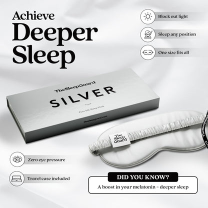 TheSleepGuard Pure Silk Sleep Mask [100% 6A Mulberry Silk, 22 Momme] Light Blocking Travel Essentials. Eye Masks for Sleeping. Black Oeko-Tex Blindfold. Eye Covers for Men & Women