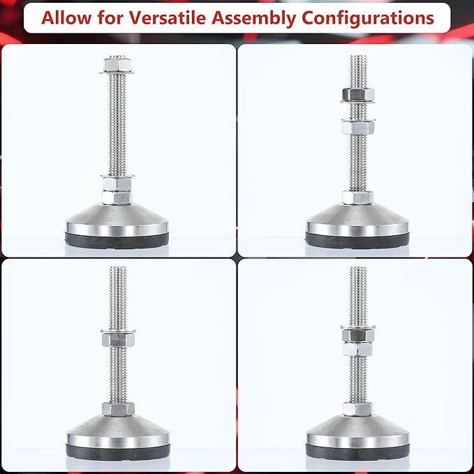 Heavy Duty 3000 lb Capacity Stainless Steel Adjustable Leveling Feet