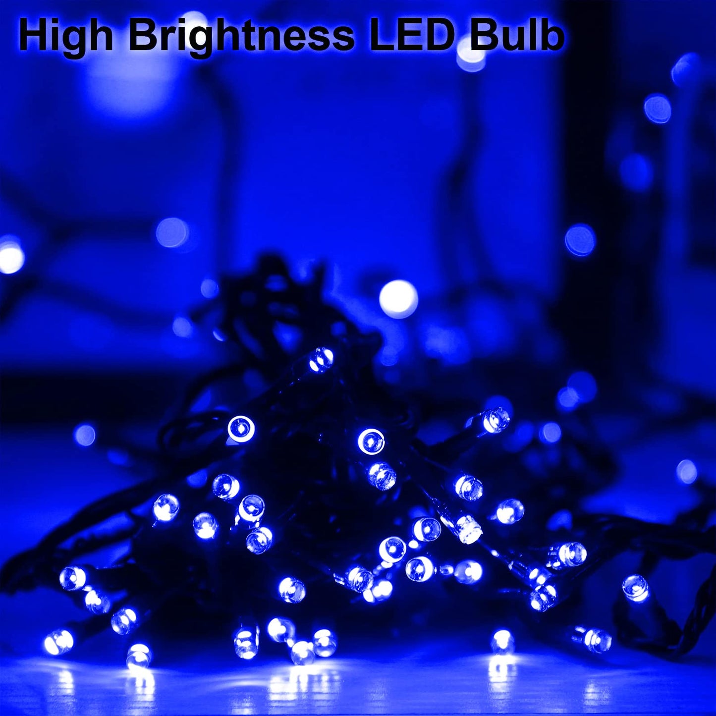Blue Solar String Lights Outdoor Waterproof, 2 Pack 144ft 400LED with 8 Modes IP44 Waterproof, Fairy Twinkle Decorations for Christmas Tree Garden Patio Wedding Party Yard