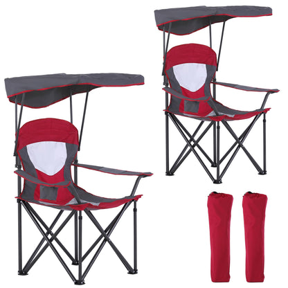 LET'S CAMP Camp Chair with Shade Canopy Folding Camping Chair with Cup Holder and Carry Bag for Outdoor Camping Hiking Beach, Heavy Duty 350 LBS,2 Pack