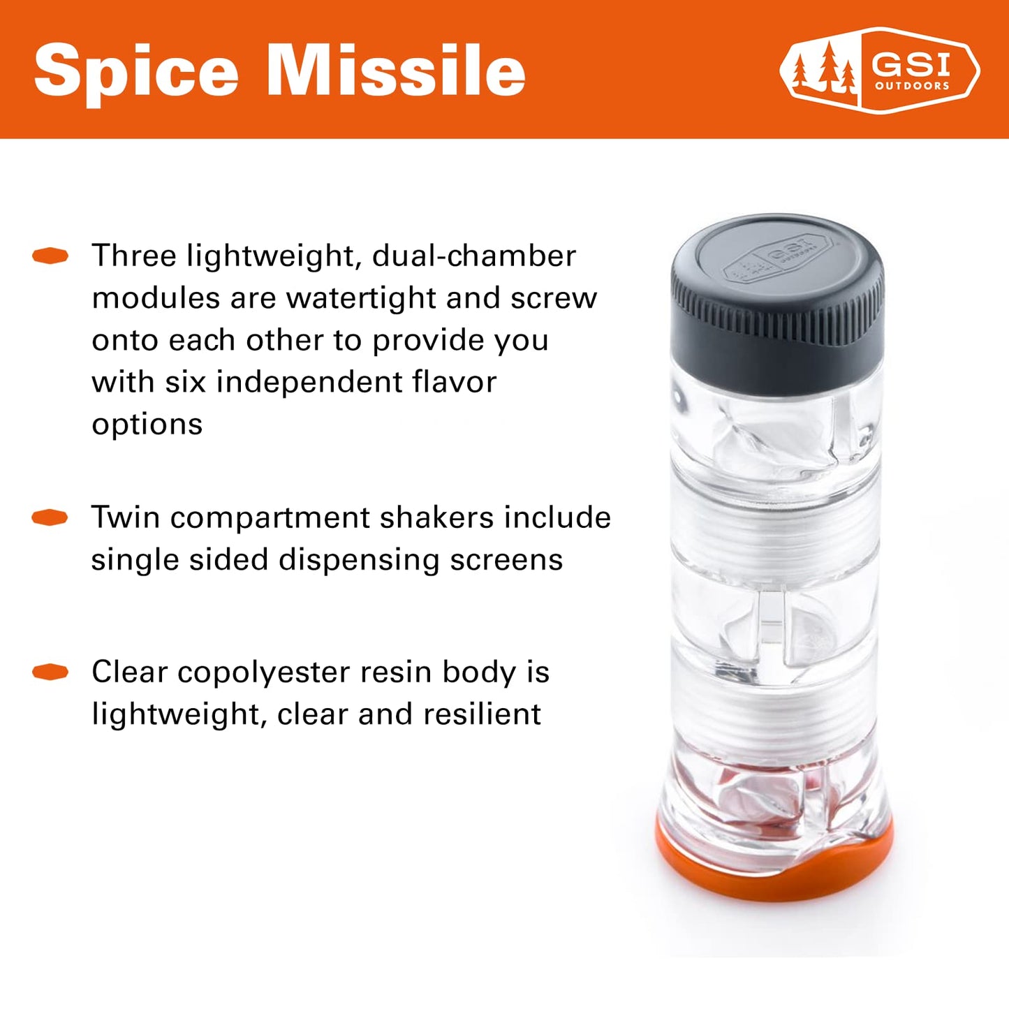 GSI Outdoors - Spice Missile: Lightweight, Modular Spice Carrier for Travel, Camping and Outdoors