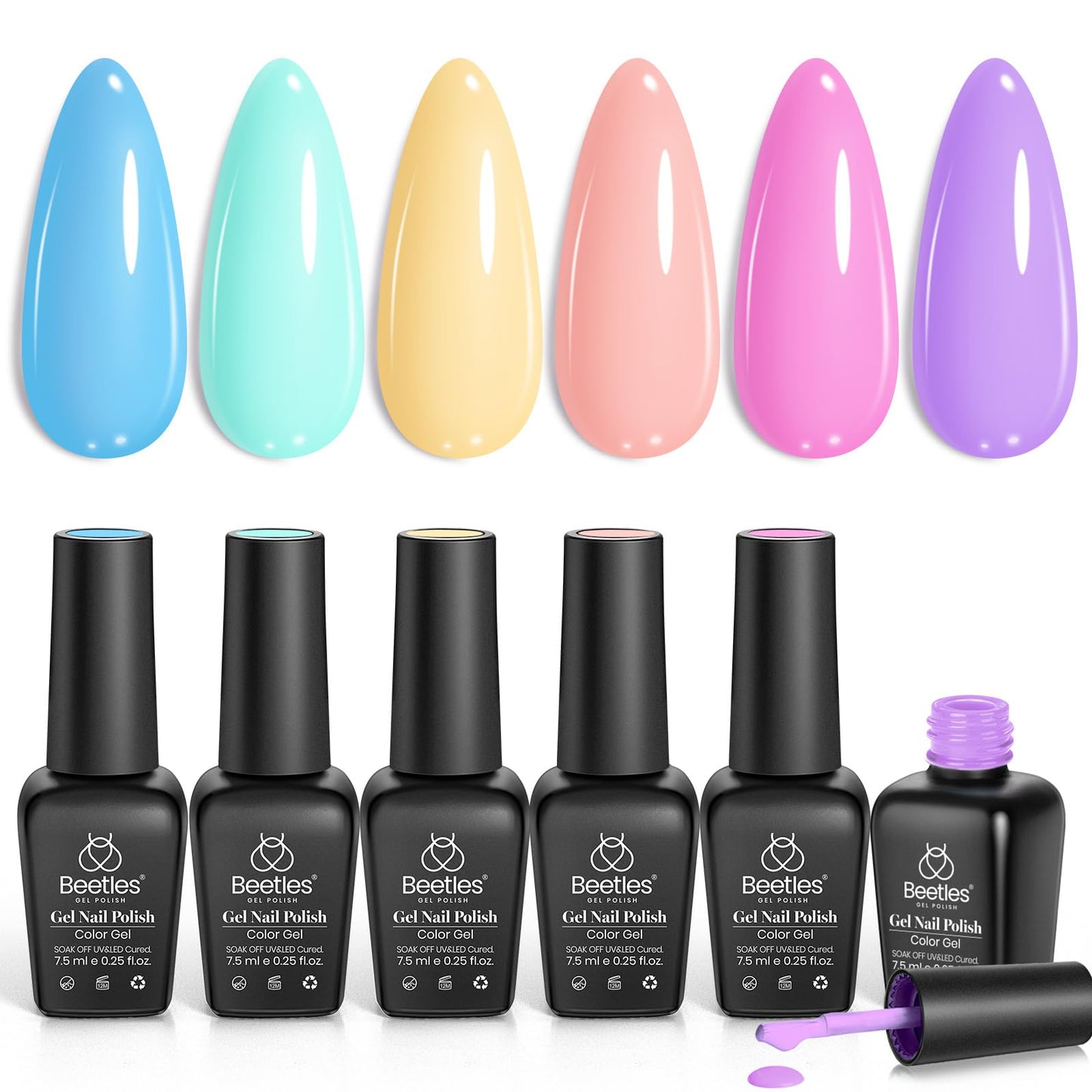 Beetles Jelly Gel Nail Polish Set, 6 Colors Milky White Nude Pink Brown Sheer Gel Polish Kit Nail Concealer Translucent Effect Soak Off Uv French Nail Art Gift for Women Ultimate Monochrome Collection