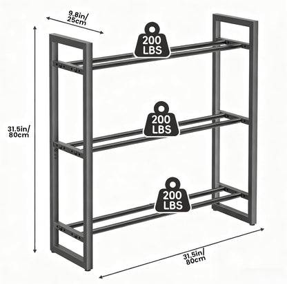 Pickpiff Adjustable 3-Tier Dumbbell Rack –Sturdy Heavy-Duty Metal Weight Storage Stand for Dumbbells and More – Space-Efficient Home Gym Organizer – 600 lb Capacity (Dumbbells Not Included)