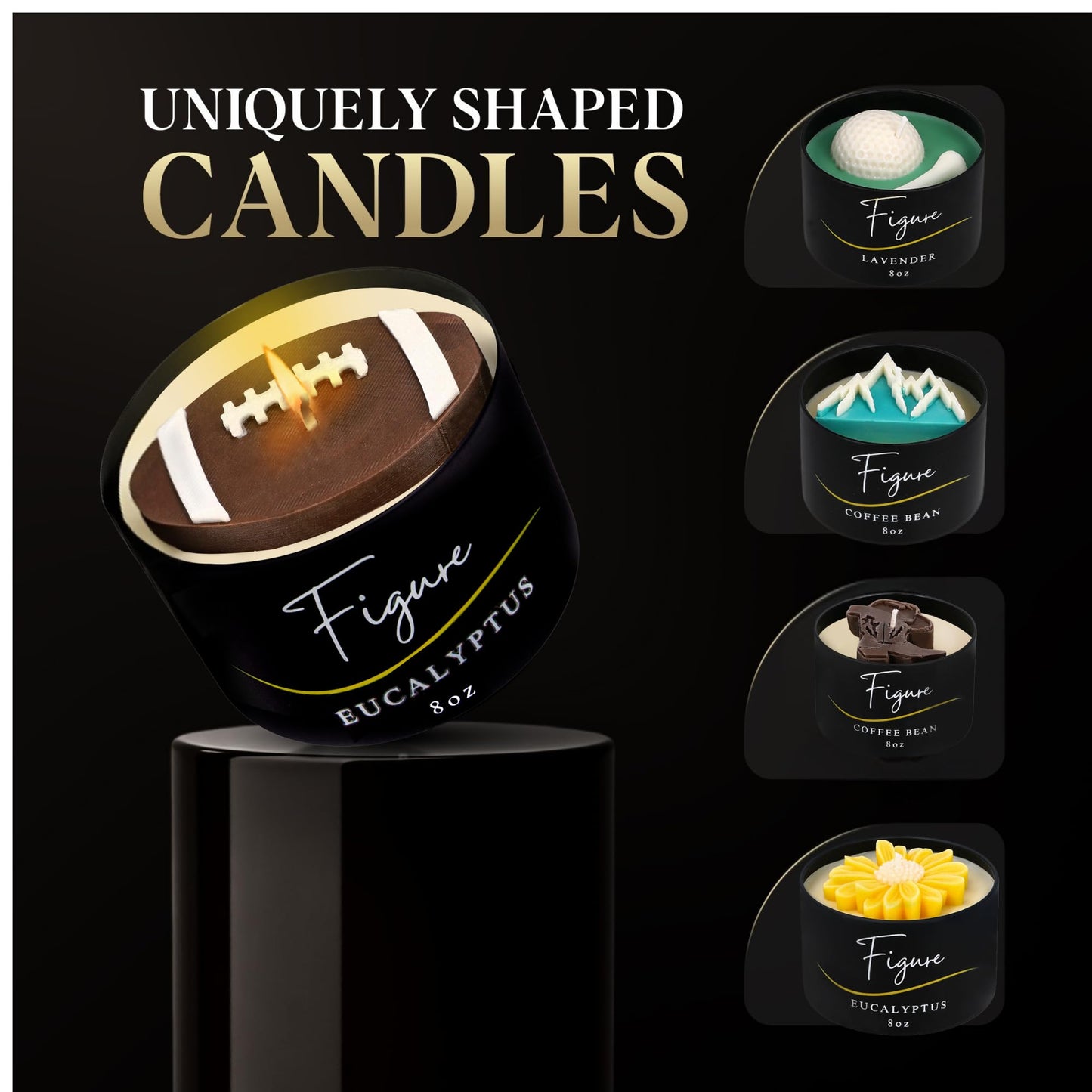 All-Natural Football Candle – Eucalyptus Scent | Hand-Poured in The USA | Beeswax & Soy Wax | Essential Oils | 100% Beeswax Wick | Premium Gift Box | Candle Gifts for Men & Women