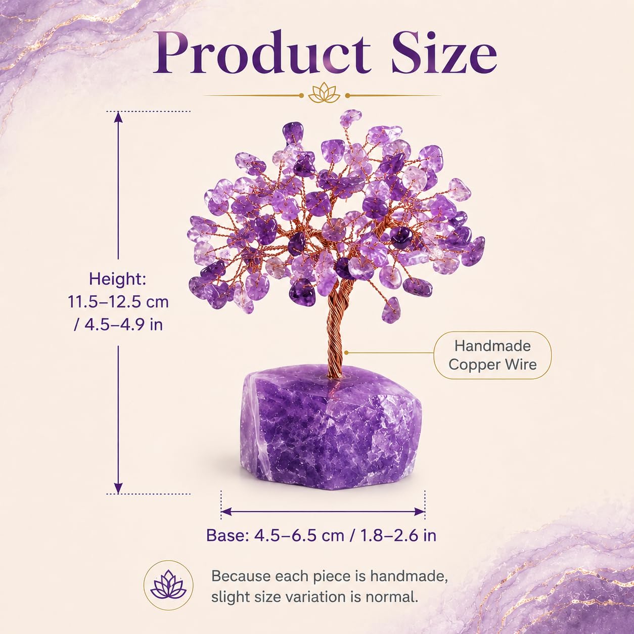 Amethyst Crystal Tree of Life, Purple Money Tree, Crystals and Healing Stones Gemstone Bonsai, Reiki Positive Energy Feng Shui Desk Decor, Spiritual Gifts for Women Mom Sister