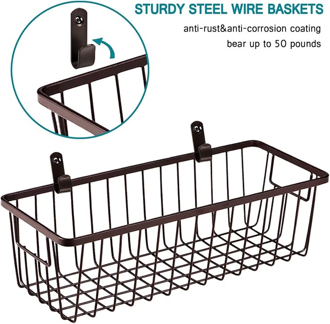 SheeChung Farmhouse Decor Metal Wire Bathroom Storage Organizer Basket Bins