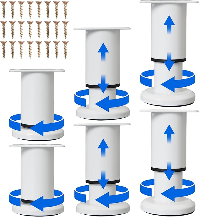 6 Pcs Adjustable Height Furniture Support Legs 3.15-4.72 inch, Metal Heavy Duty