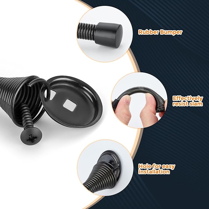 Ravinte Door Stoppers, 36 Pack Black Spring Door Stops with Rubber Bumper, Door Stoppers for Bottom of Door