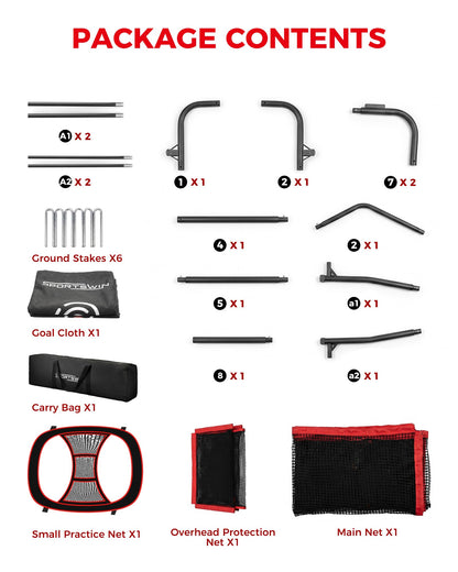 Golf Practice Net Set 10x7.5FT, Heavy Duty Golf Hitting Net for Backyard & Indoor Training, Golf Swing Practice Net with Ball Return System, Extended Top Barrier, Target Cloth & Carry Bag.
