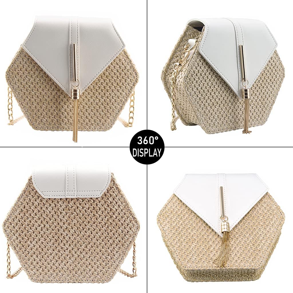 Bausweety Straw Crossbody Bag Summer Beach Shoulder Bag for Women