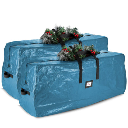 Hearth & Harbor 7.5 ft Christmas Tree Storage Bag - Artificial Christmas Tree Bag with Reinforced Handles, Dual Zipper, Wide Opening - Large Storage Container for Trees and Decorations, 2 Piece set