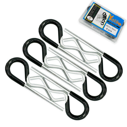 6 Pcs Heavy Duty Hitch Pins Clip R Clips Spring Retaining Wire Hair Pins Cotter Pin Strong Spring Rubber-Coated Grip R Clip for Trailer Tractors Mower Carts Truck Pin Clip M3.5x75mm Yoliko