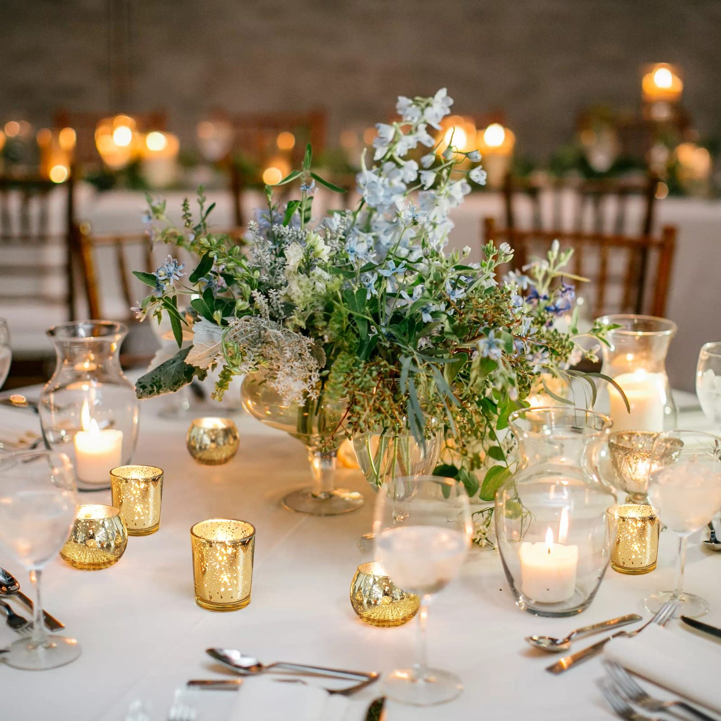 Gold Votive Candle Holders 12Pcs Assorted Gold Mercury Glass Votives Tealight Candle Holders for Table Centerpiece Wedding Bridal Shower Engagement Party Festival Holiday Home Decor