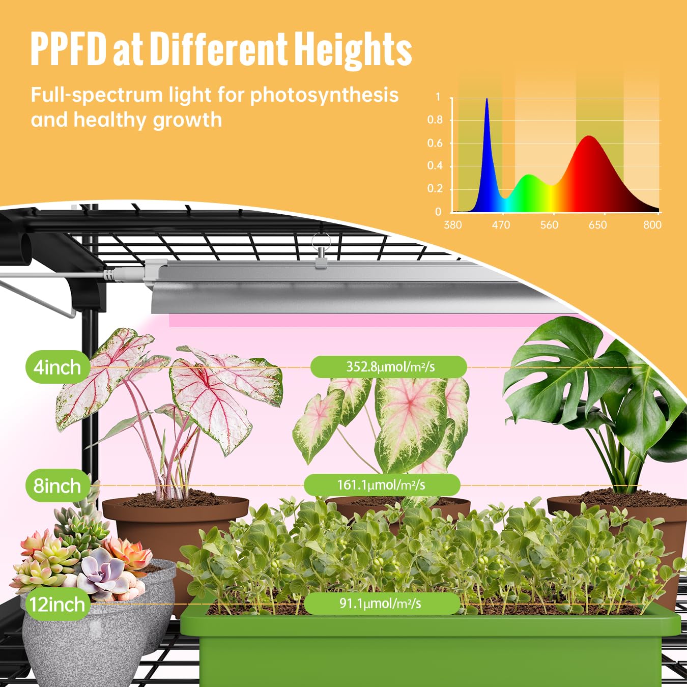 SpeePlant Mini Indoor Greenhouse with Grow Light, 2-Tier Plant Stand with PVC Tent, Ventilation Window, Bottom Pouch, 20W Full Spectrum Grow Light with Timer, for Seed Starting, 27" L x 19" W x 35" H