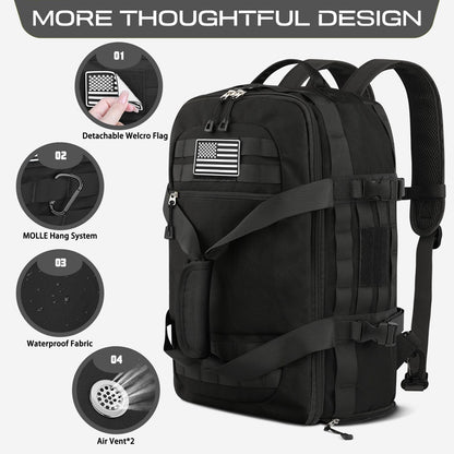 ETRONIK Gym Bags for Men Women, Carry On Luggage 22x14x9 Airline Approved, Tactical Duffle Bag with Shoe Compartment, 3 in 1 Carry on Travel Backpack with Wet Pocket, Weekender Overnight Bag, Black