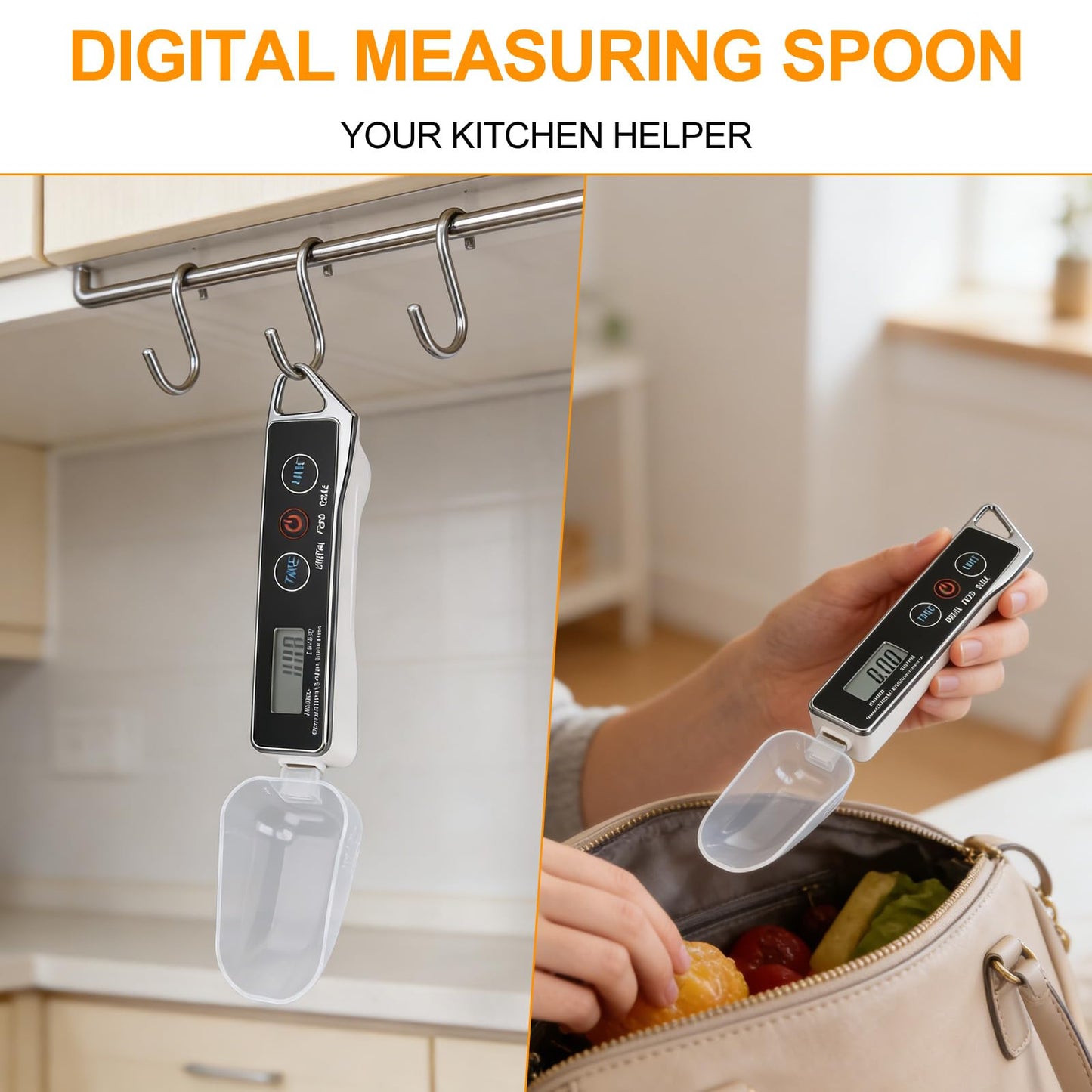 Dioche Digital Measuring Spoon Scale, High Precision 0.05g to 500g Capacity, with 30ml & 80ml Detachable Spoons, Tare Function & Unit Conversion for Baking, Cooking, Pet Food, Kitchen - Black