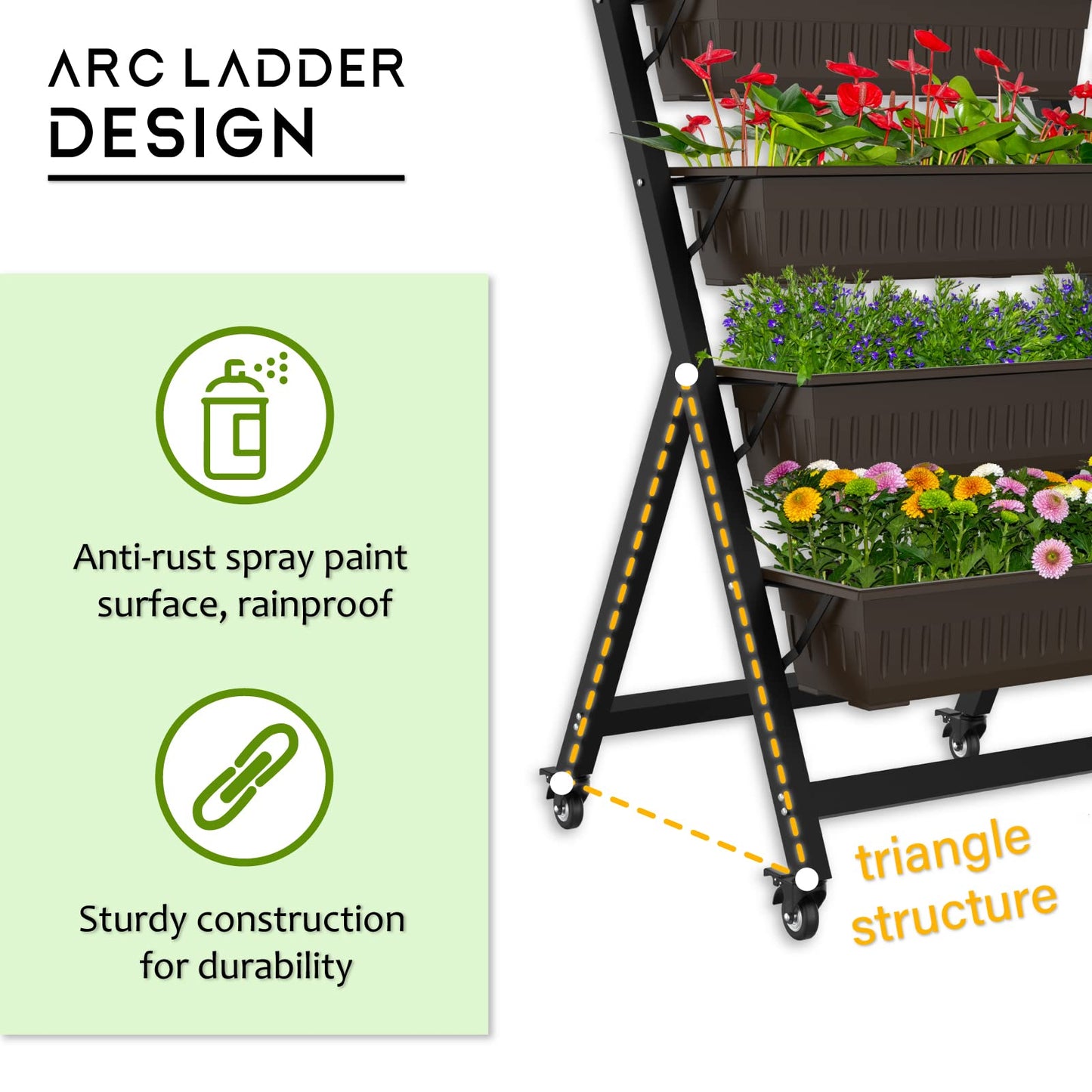 G TALECO GEAR 5-Tier Vertical Garden Planter, 4.4Ft Vertical Raised Garden Bed Planter Box with 5 Container Boxes, Grow Your Herb Vegetables Flowers Indoor and Outdoor (5-Tier)