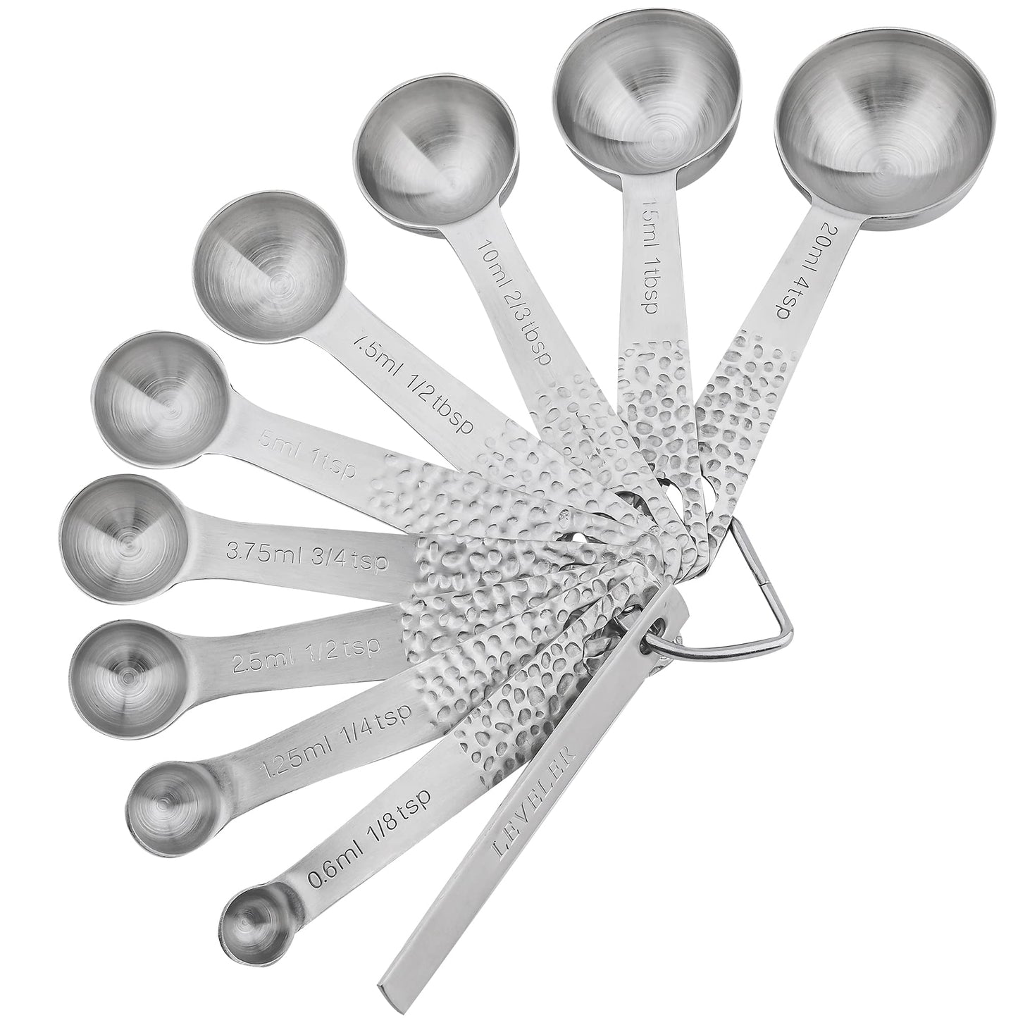 Smithcraft Measuring Spoons Set, 18/8 Stainless Steel Measuring Spoon Set 9 & Leveler, Metal Measuring Spoons for Baking, Kitchen Gadgets Measure Spoons, Measurement Spoons 1/8, 3/4, 4 tsp & 2/3 tbsp