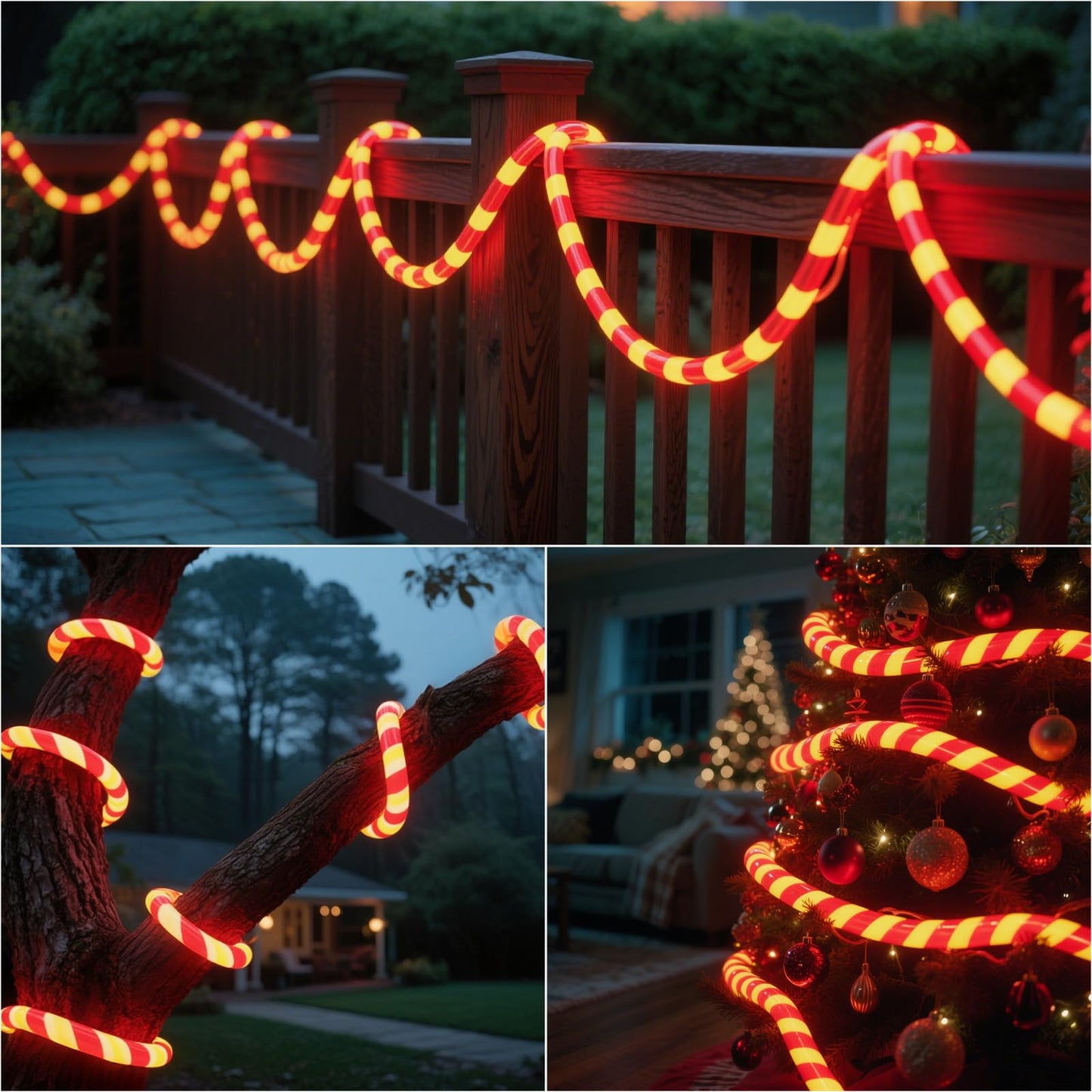 vicktree 360 LED Christmas Candy Cane Rope Lights, 40FT Waterproof Xmas Tree Light, Connectable Tube Light Plug in for Indoor Outdoor Garden Yard Holiday Wedding Festival Party Decoration