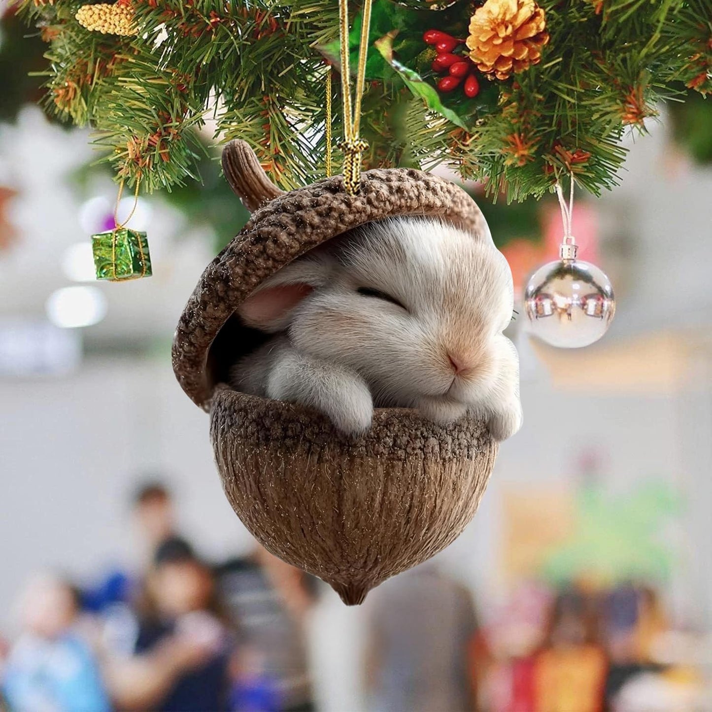 Christmas Tree Decoration,8Pcs Cute Animals Christmas Tree Acrylic Pendant, Fun Pinecone Xmas Hat Xmas Tree Accessories Christmas Pendants Hanging, Cat Hedgehog Penguin Christmas Ornament