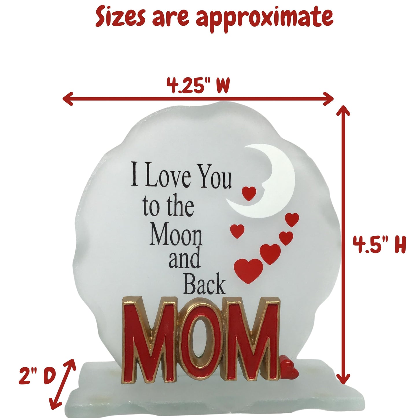 Mom Message Plaque Gift for Mom from Daughter or Son – “I Love You to the Moon and Back” Acrylic Keepsake – Sentimental Mother Gift for Mother’s Day, Birthday, Christmas Decor Sign