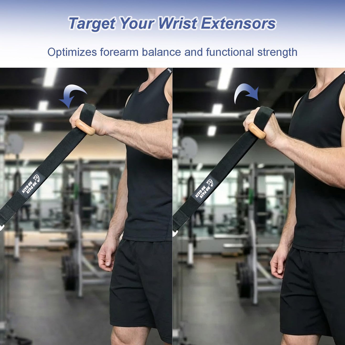 Wrist Extension Trainer, Beech Wood Arm Wrestling Training Gear Heavy-Duty Forearm Antagonist Muscle Training Board with Stainless Steel Triangle Ring, Professional Wrist Strengthening Tool for Arm Wrestling, Climbing and Stability