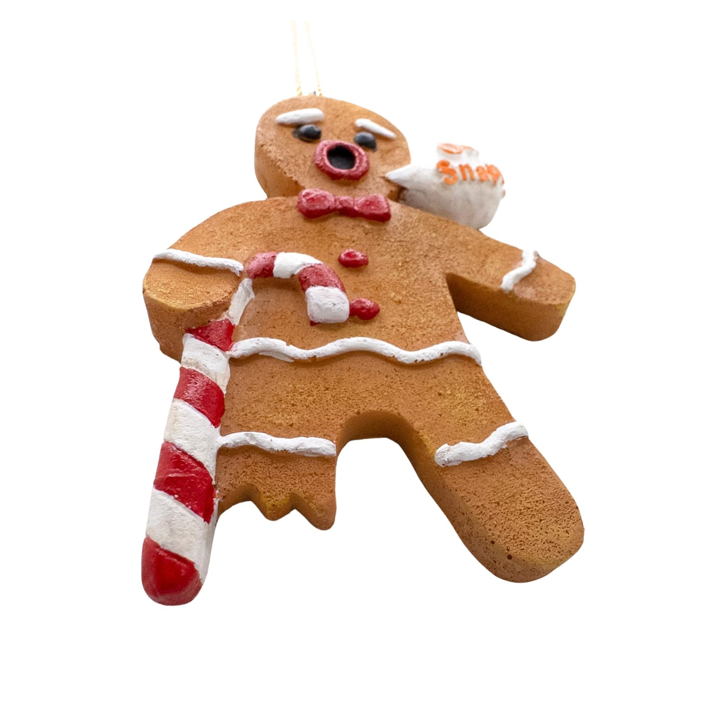 Gingerbread Man Cookie Oh Snap! Broken Leg Candy Cane Crutch Funny Christmas Tree Ornament