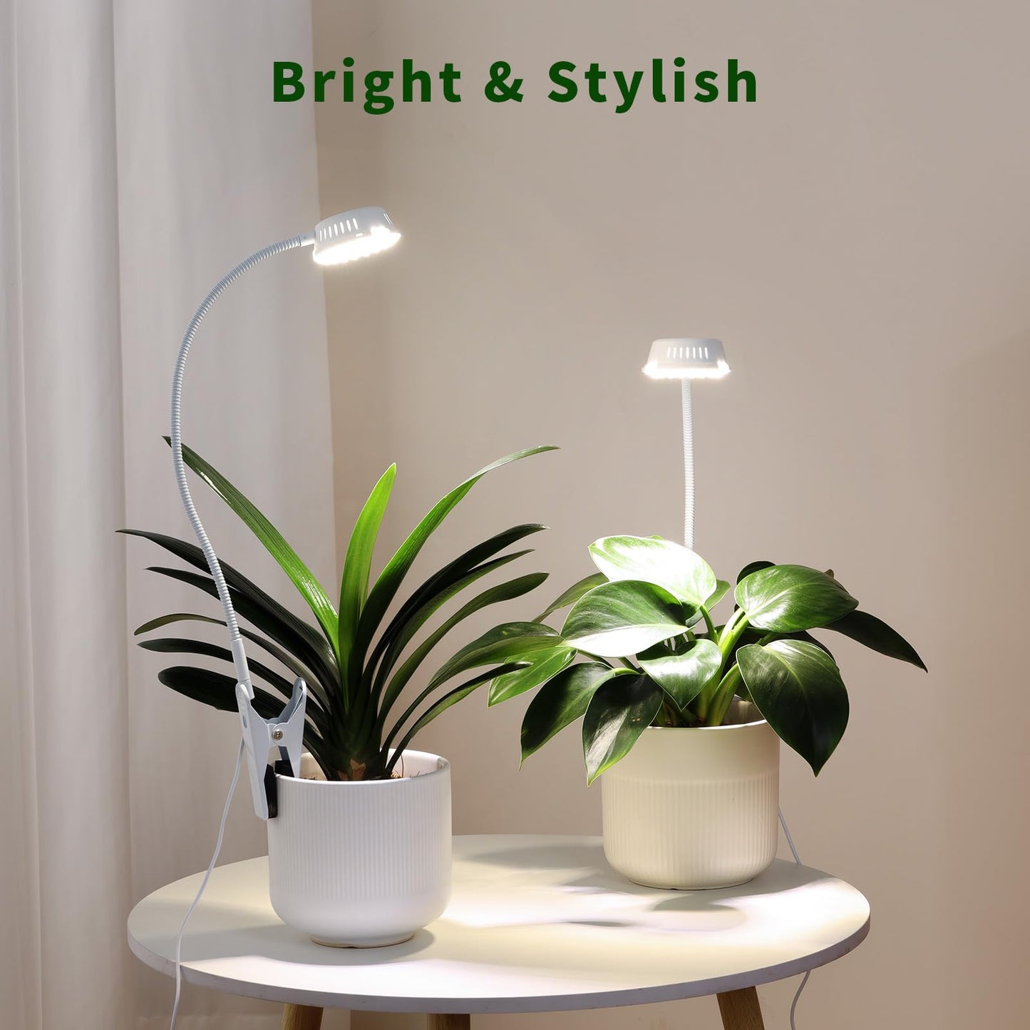 LORDEM Grow Lights for Indoor Plants, Clip-on Gooseneck Plant Lights for Indoor Growing，Full Spectrum LED Plant Light with 5 Dimming Levels,Auto On/Off Timer (6/8/12/16 Hrs),White,1 Pack