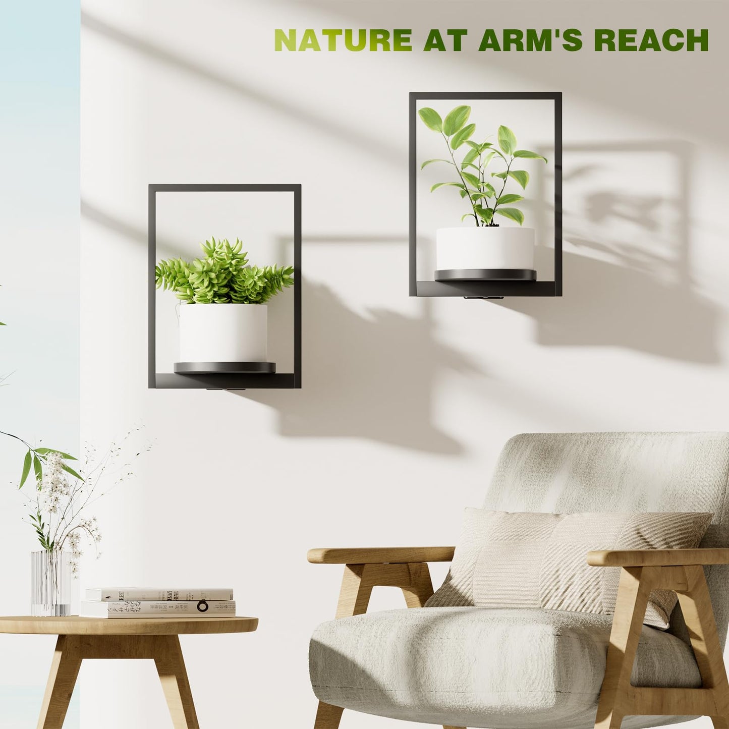 Qiaogreen Hanging Planters for Indoor Plants - Aesthetic Photo Frame Style Wall Plant Holder - Metal Window Plant Shelves, Wall Plant Hanger for Lingving Room Home Gardening Wall Decor (3-Pack)