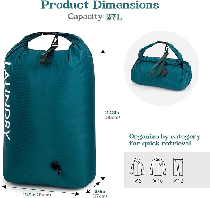 Travel Laundry Bag, Vacuum Compression Dirty Clothes Travel Bag, Waterproof