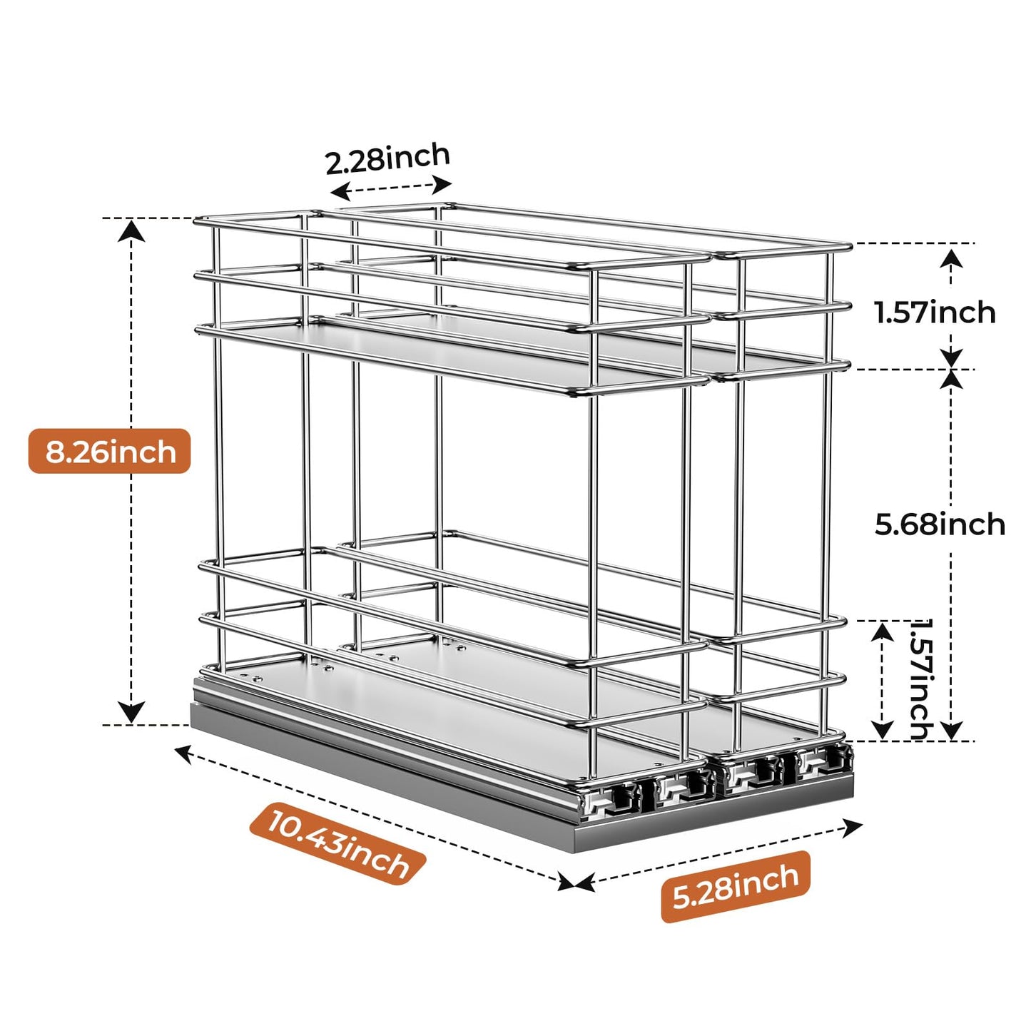Pull Out Spice Rack Organizer for Cabinet, Slide Out Spice Racks, Easy to Install, 2.1''Wx10.35''Dx8.26''H, 3 Drawers 2 Tiers(Black)