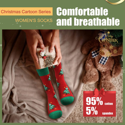 Moonlight Manor 6 Pairs Christmas Socks for Women,Xmas Crew Socks Holiday Gift Novelty Socks US Size 6-13