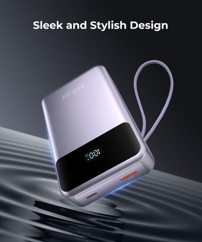 Portable-Charger-Power-Bank Travel Essentials Battery Pack USB C 30000mAh Built in Cable 22.5W Phone Fast Charging Powerbank Compatible with iPhone 16 15 14 13 12 11 iPad Samsung Google Xiaomi