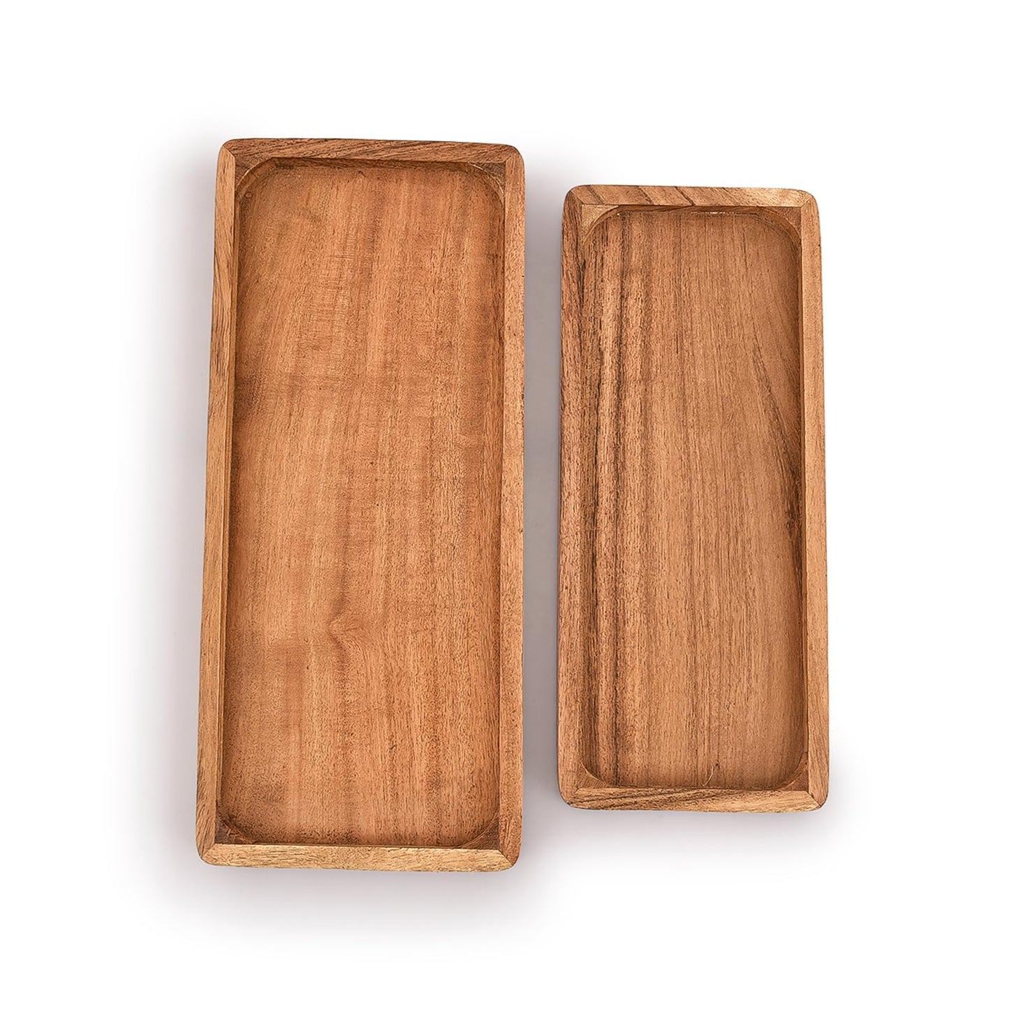 Samhita Acacia Wood Rectangular Wooden Platters for Food Holder/BBQ/Party Buffet Gift for Friend, Family.