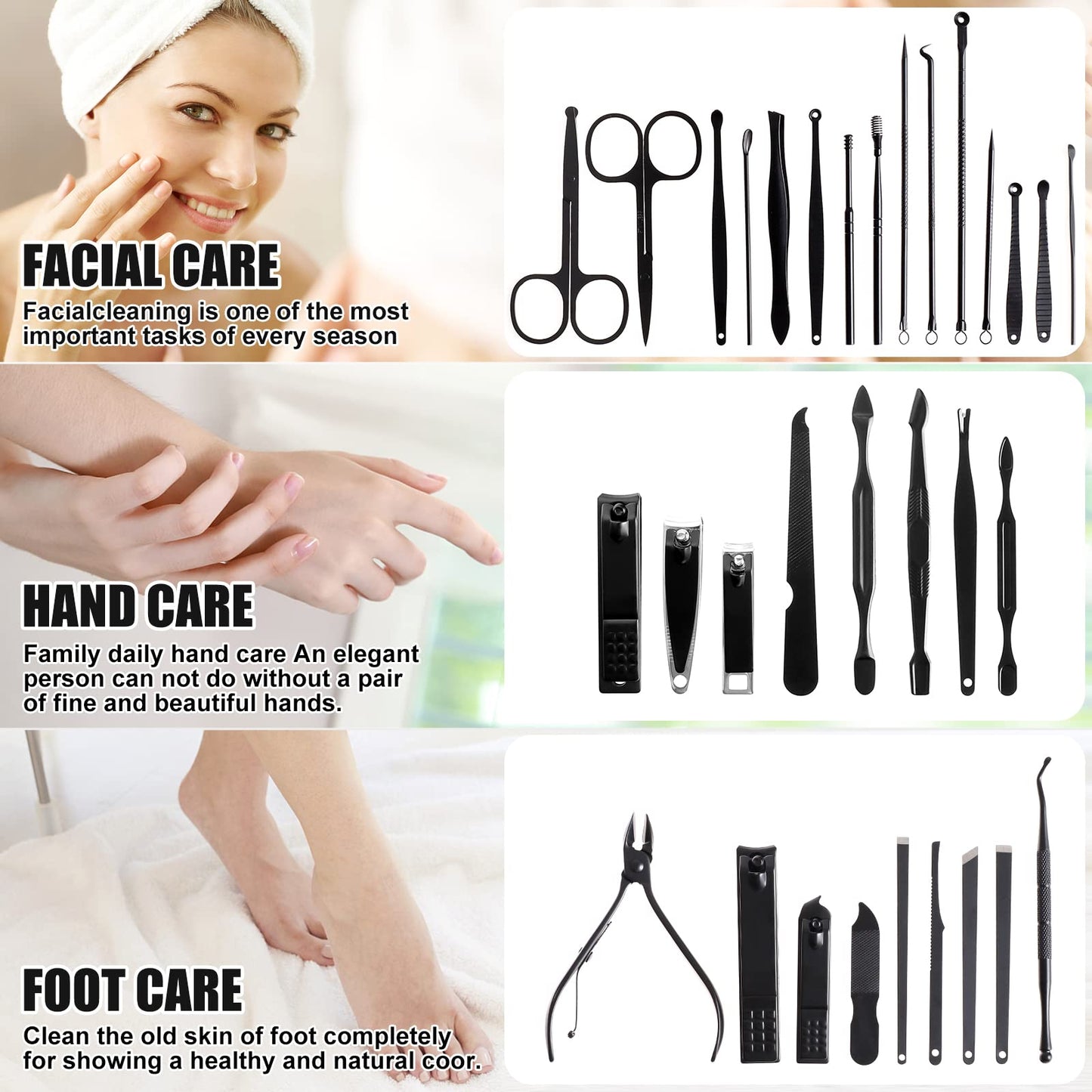 Manicure Set Pedicure Kit Womens Nail Clippers Set 32 in 1 Professional Grooming Care Tools Nail Kit Including Facial, Fingernails and Toenails Care with Travel Case Women (Rose Pink_32 in 1)