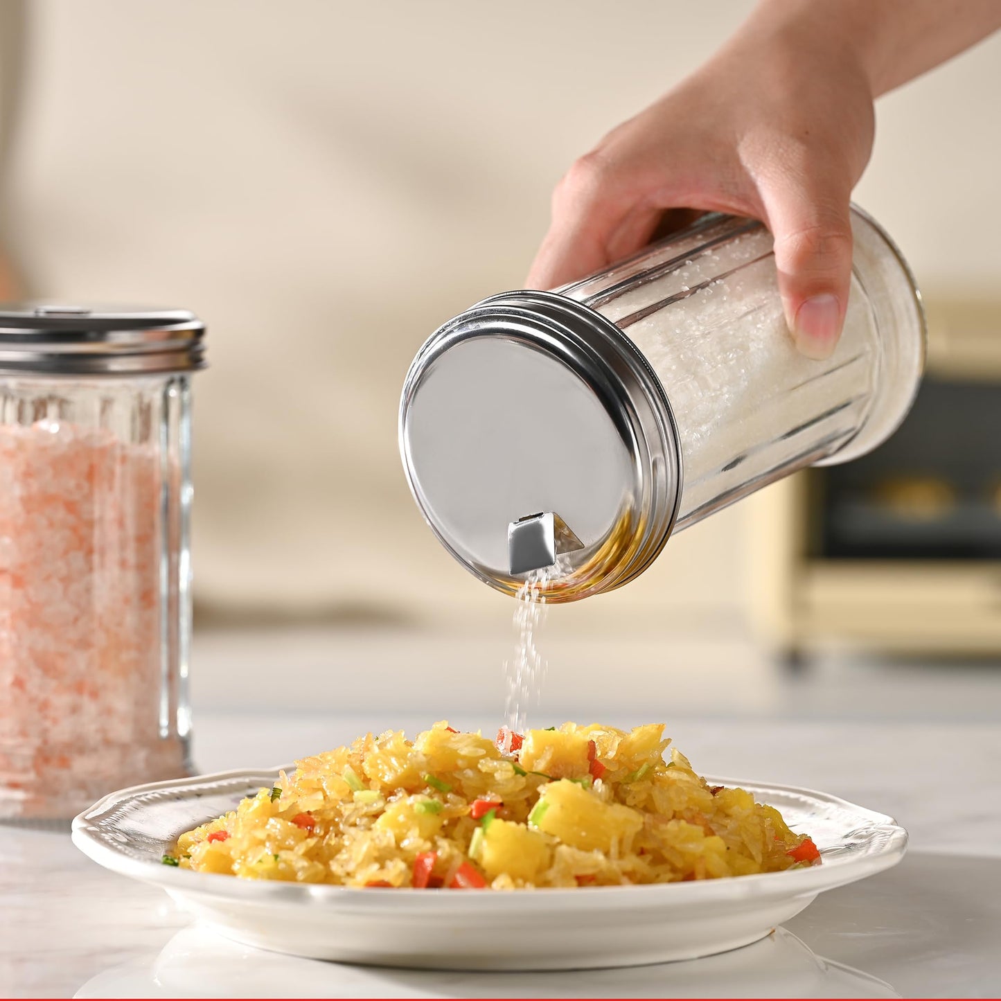 Fox Run Classic Glass Sugar Shaker, 12 Ounce Salt and Sugar Container With Stainless Steel Lid