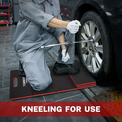 TOMMARS Heavy Duty Foldable Kneeling Pad 44.88", Thick Foam Work Mat with Handle & Tool Pockets, 5-Fold Mechanic Kneeling Pad Waterproof Non-Slip for Garage, Automotive Repair & Workshop