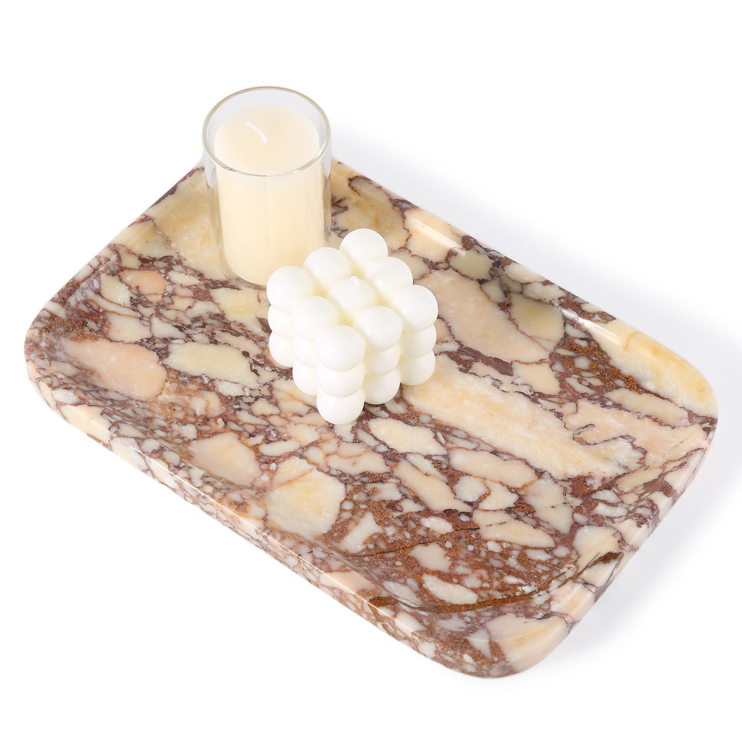 Karibiber Calacatta Marble Vanity Trays, Marble Bathroom Tray Countertop, Luxury Decorative Dresser Organizer, Purple&White Natural Stone Serving Tray for Kitchen, Perfume, Jewelry Holder Storage