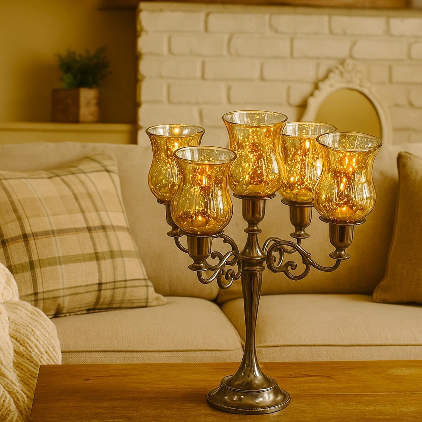 VIHOSE Bulk Set of 6 Gold 3.5" Peg Votive Holders with Rubber Gasket Glass Wholesale Candelabra Hurricane Glass Shades Votive Candleholder Cups for Stylish Home Decor